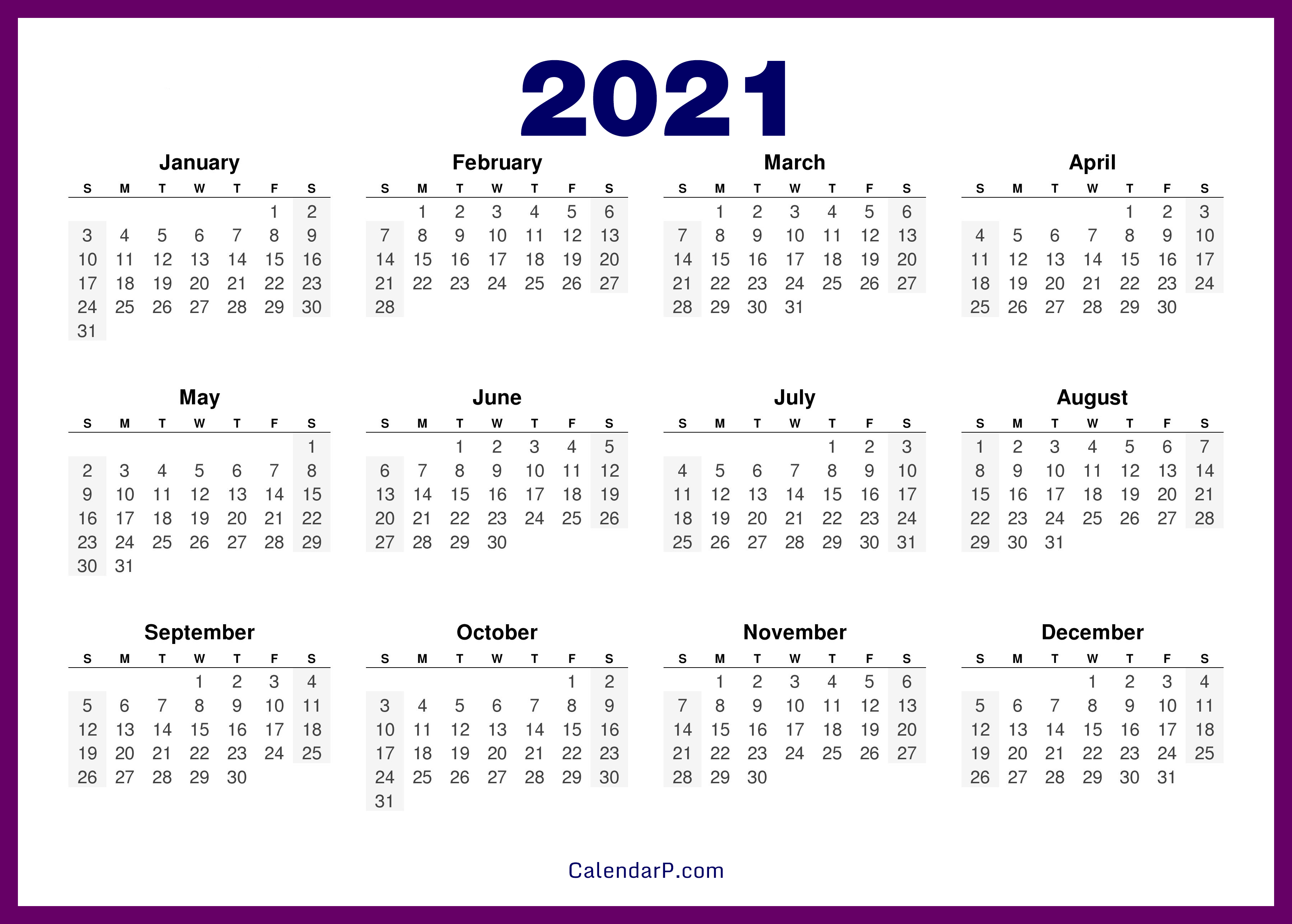  2021 Calendar Printable ThaiPhotos 21 