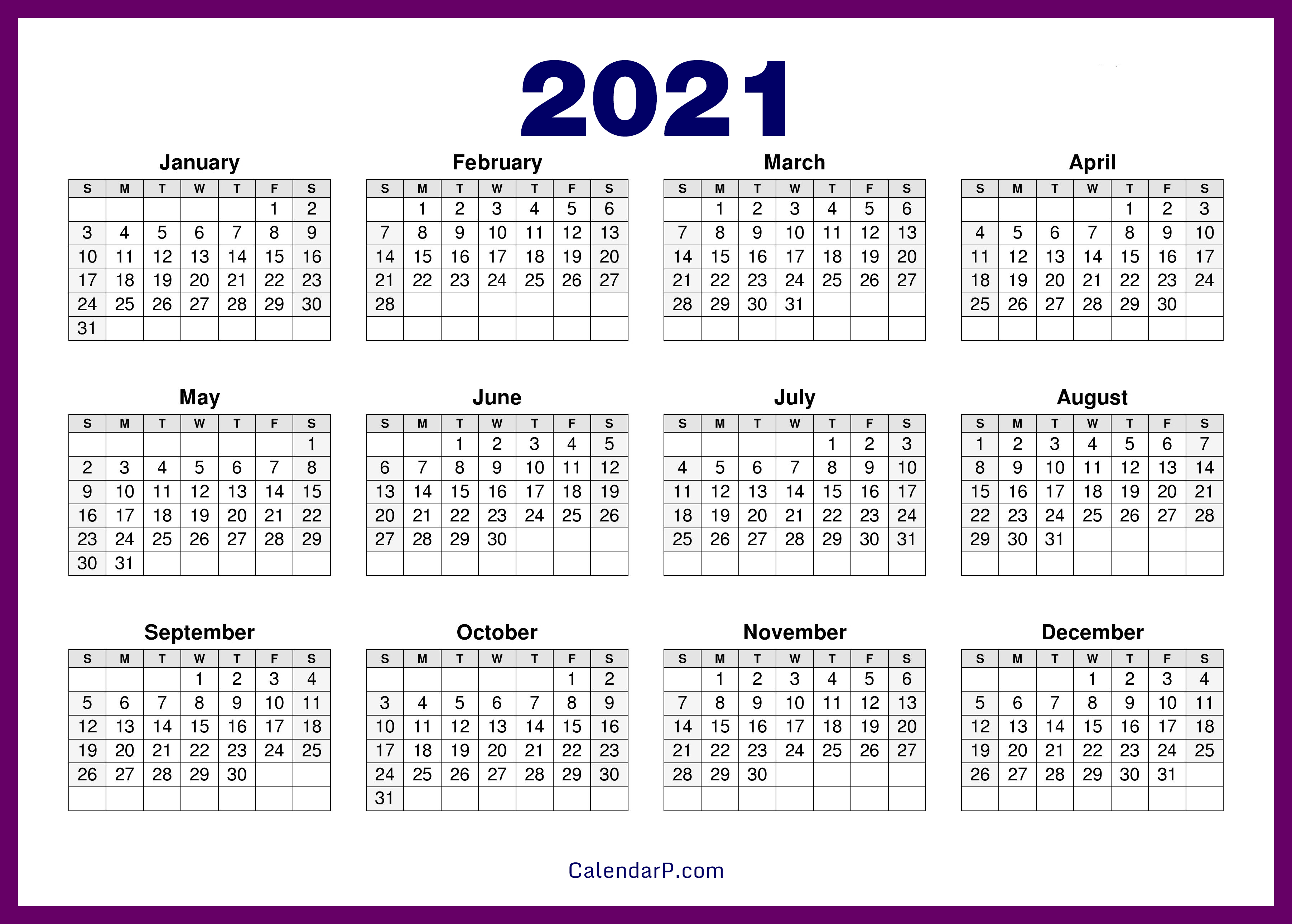 Featured image of post 2021 Printable Calendar One Page